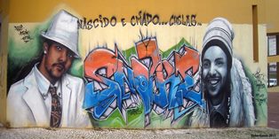 Mural no Bairro da Flamenga em Marvila (Homenagem ao musico MC Snake)